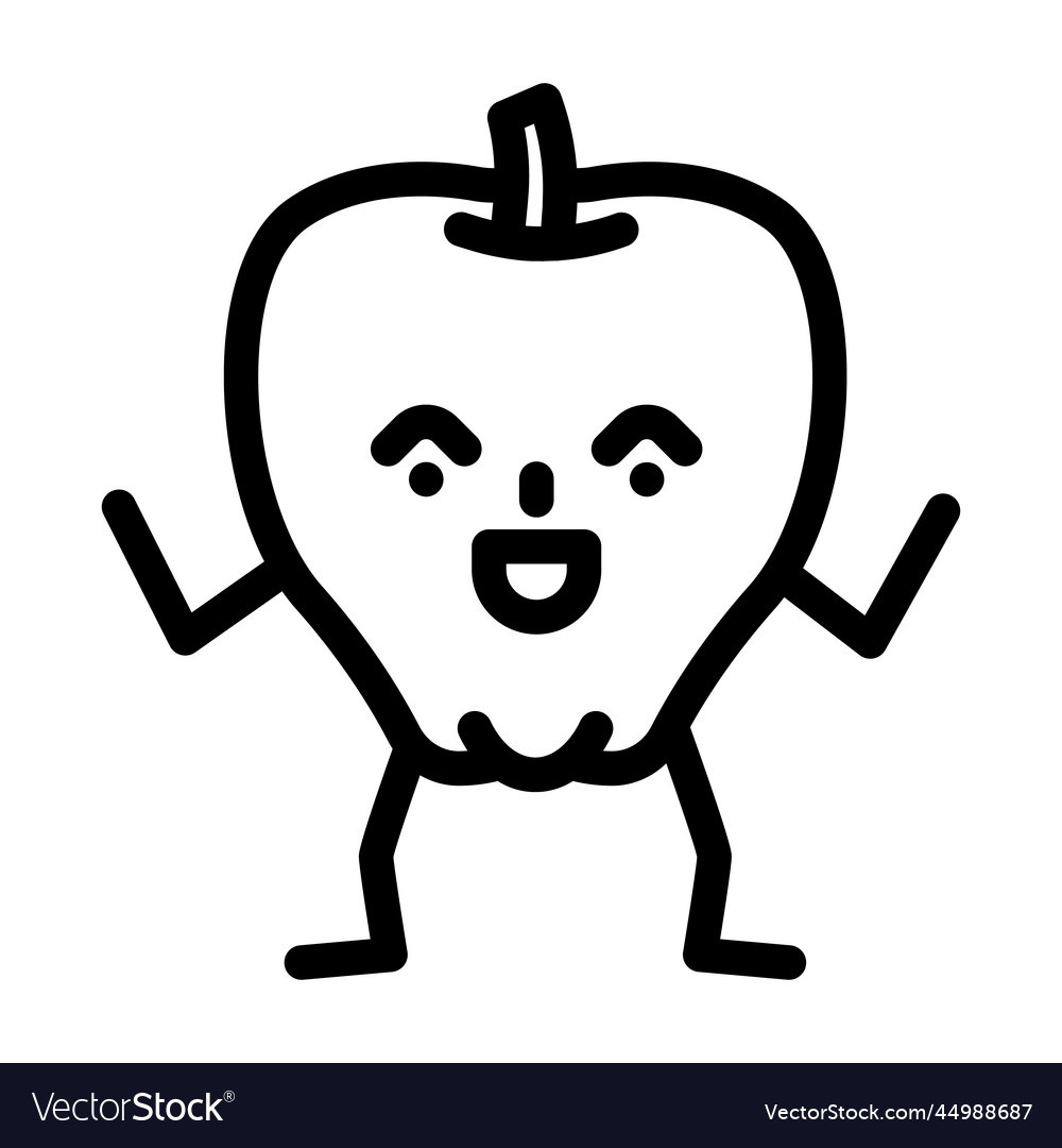 Apple fruit character line icon