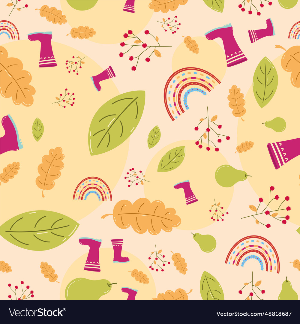 Autumn pattern background with seasonal objects