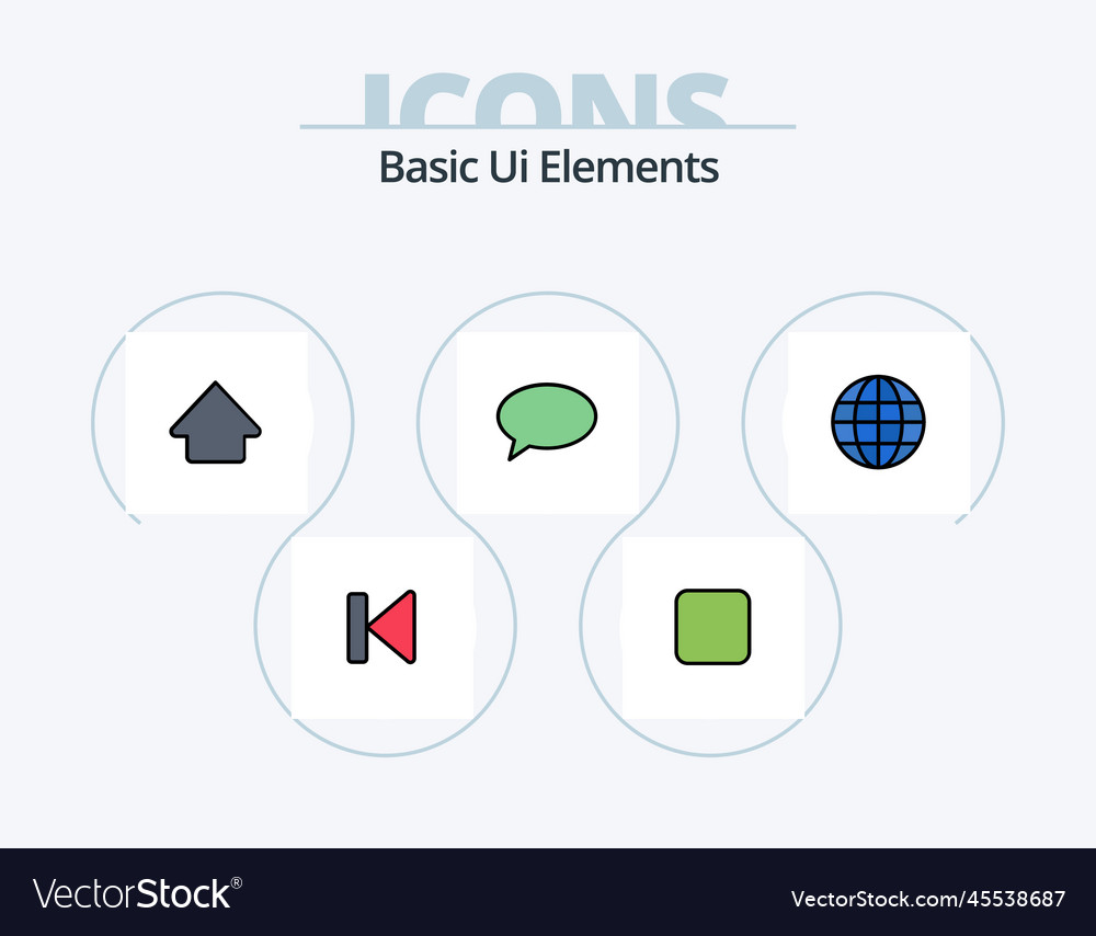 Basic ui elements line filled icon pack 5