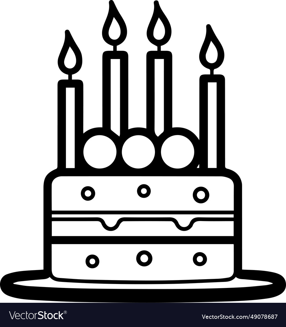 Birthday cake logo in flat line art style Vector Image