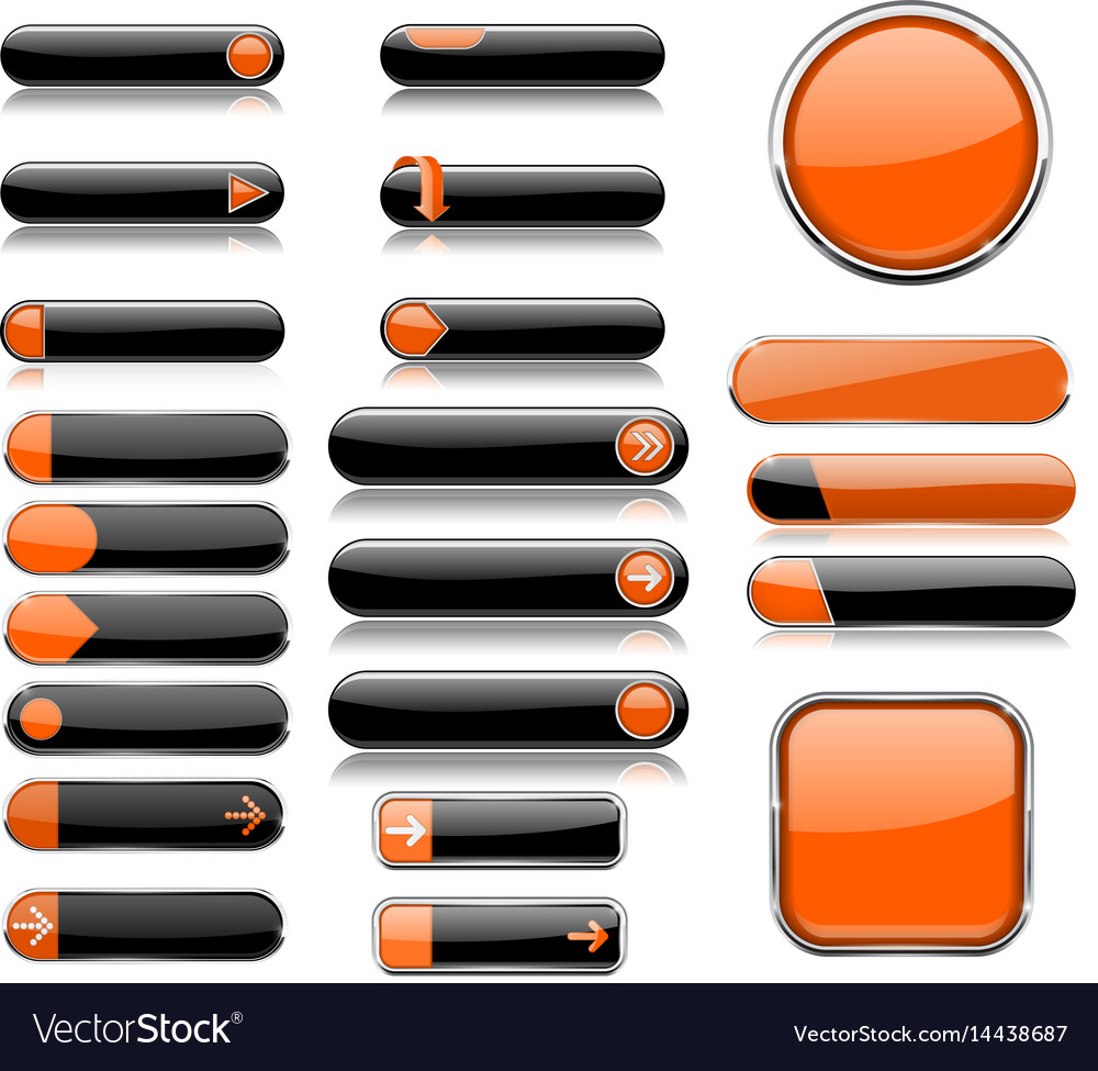 Black and orange menu buttons interface elements