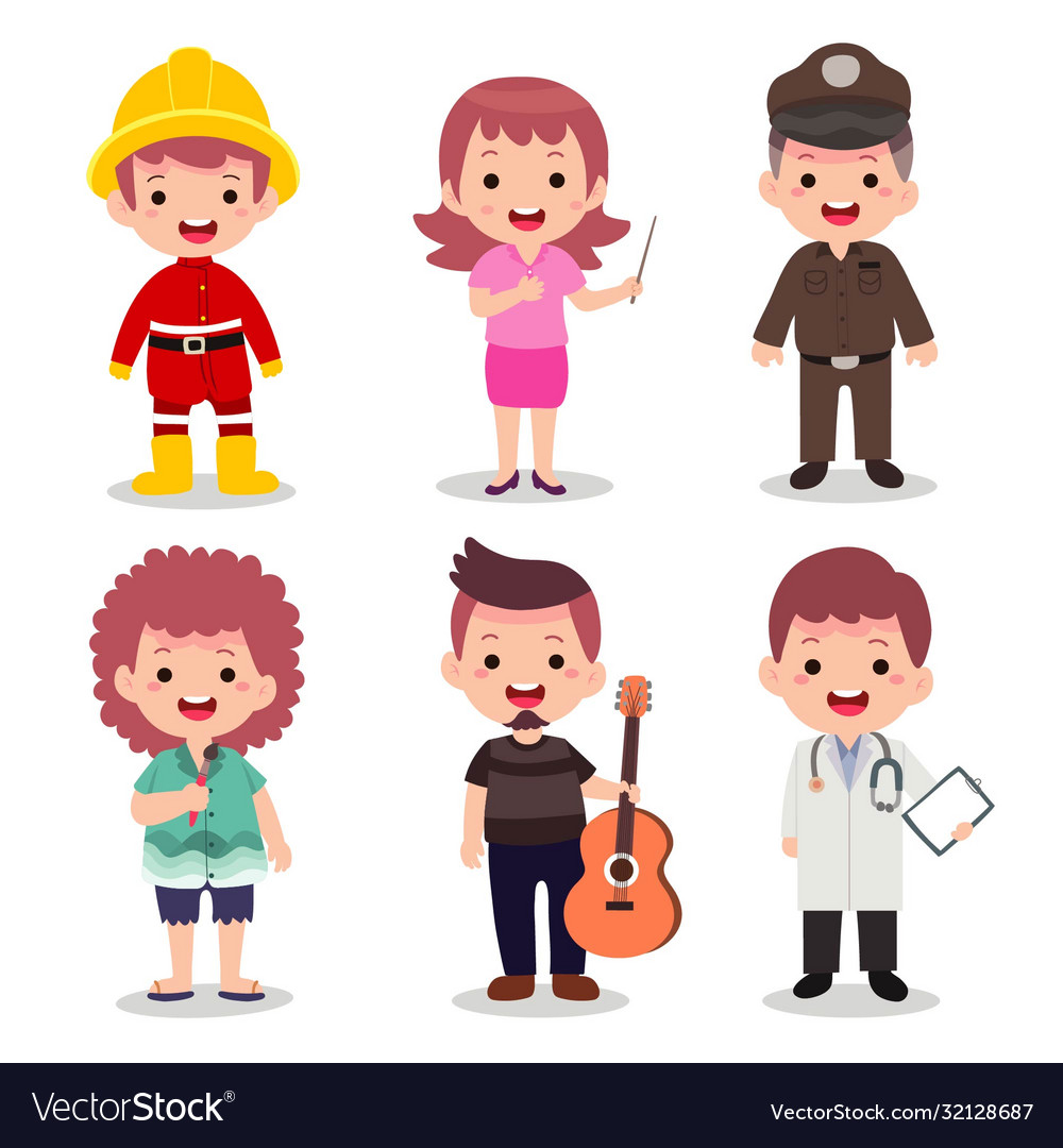 Cartoon characters cute set big Royalty Free Vector Image