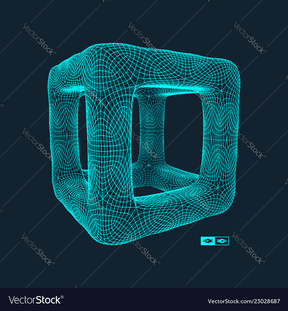 Cube connection structure 3d grid design vector image Cube connection structure 3d grid design