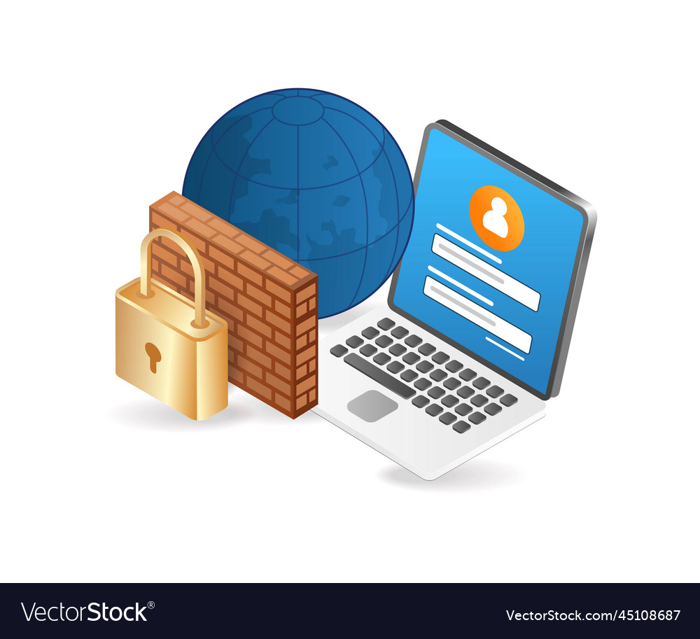 Flat isometric 3d of computer data internet