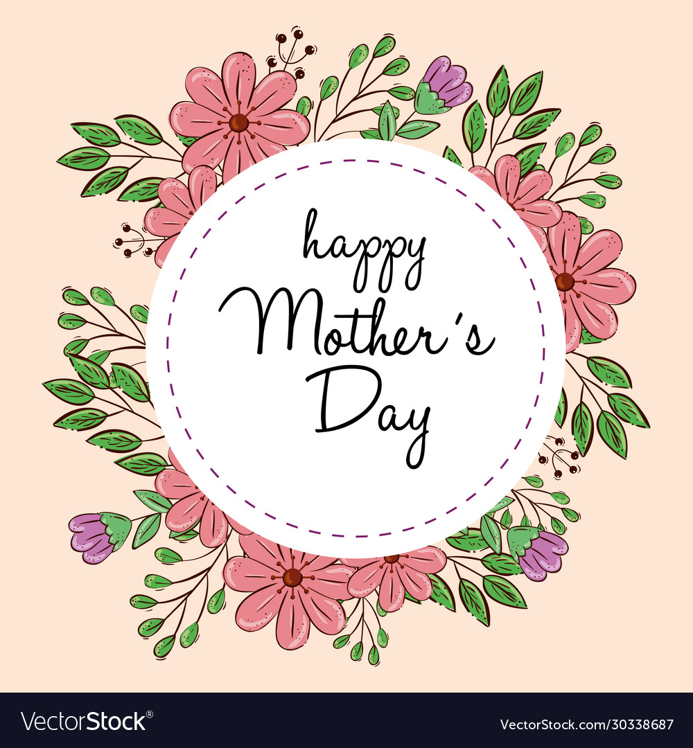 Happy mother day card with frame circular