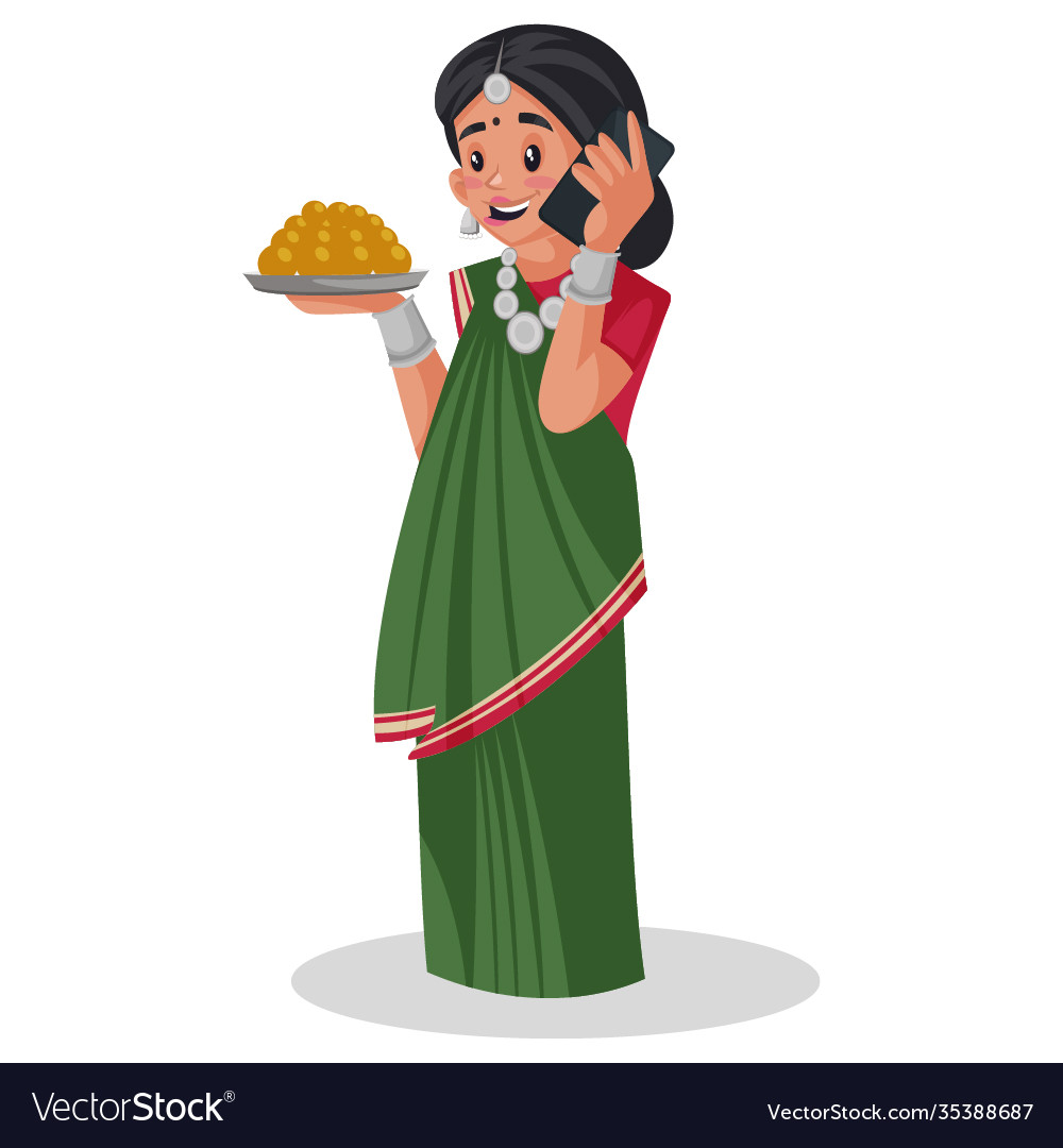 Indian gujarati woman cartoon Royalty Free Vector Image