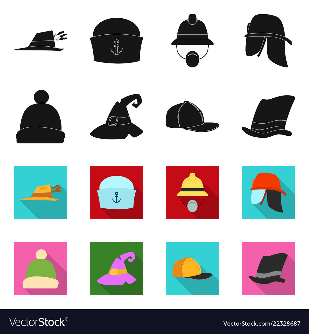 Isolated object of headgear and cap symbol set