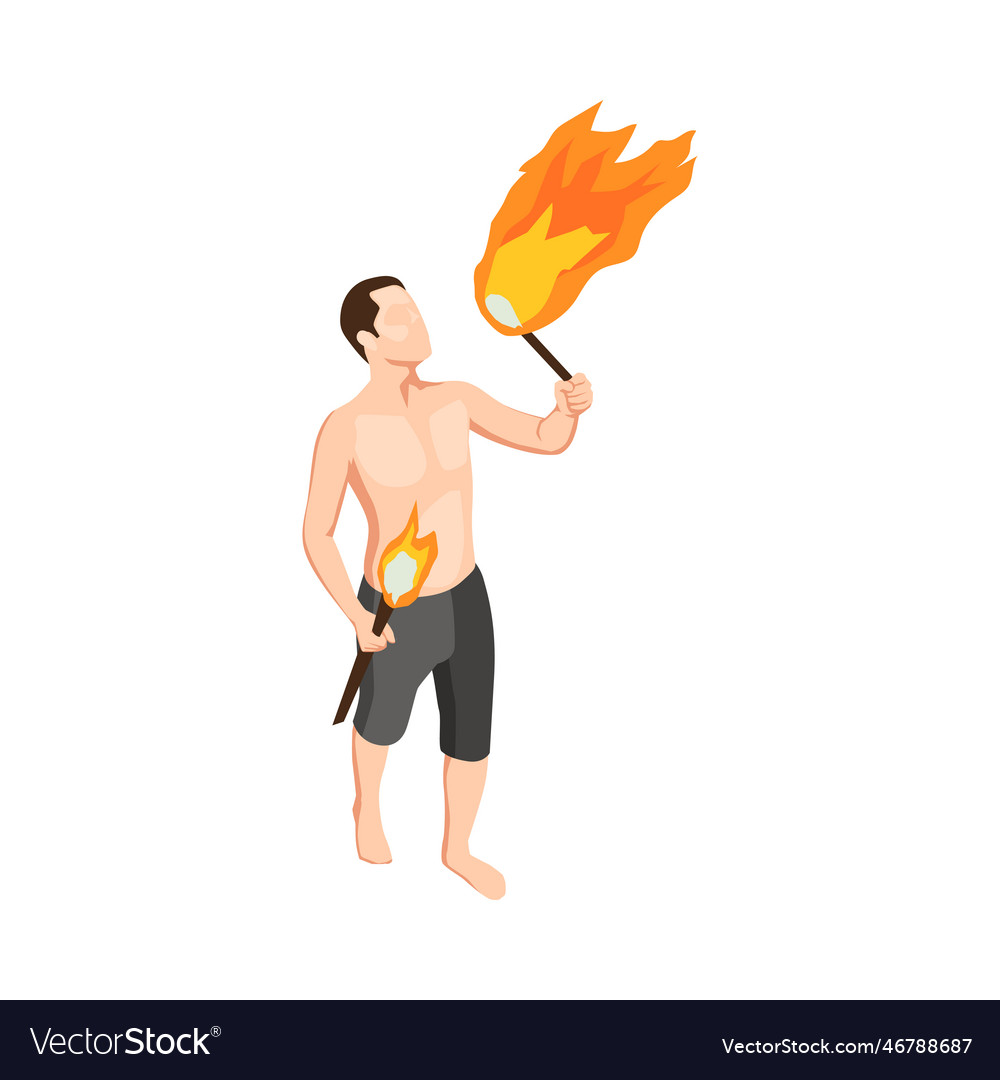 Isometric fire eater Royalty Free Vector Image