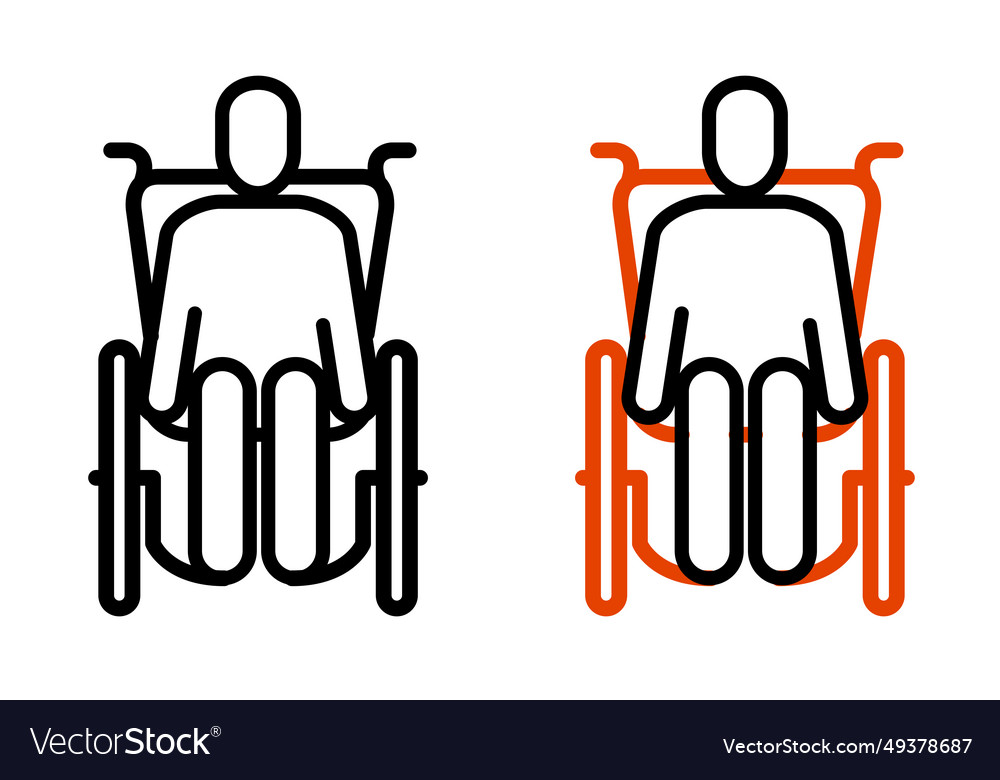 Man on wheelchair front view disabled simple line