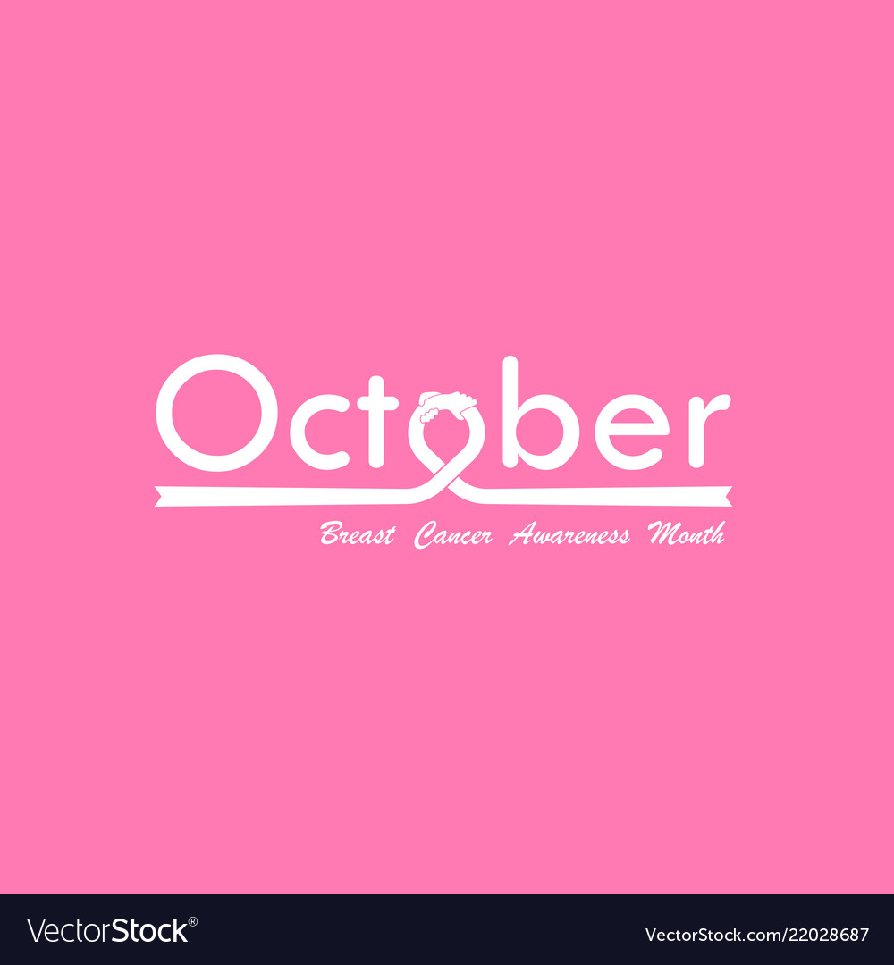 October typographical amp hand pink ribbon