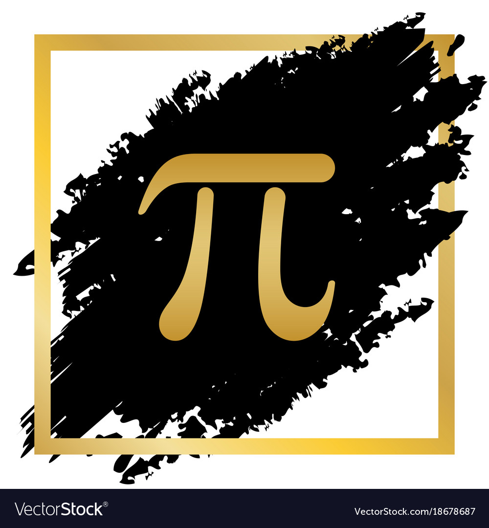 Pi greek letter sign golden icon at black