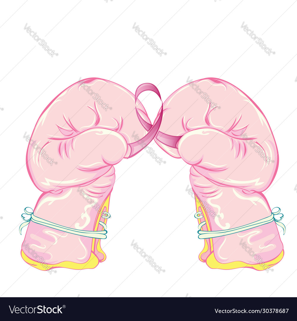 Pink ribbon and boxing glove Royalty Free Vector Image
