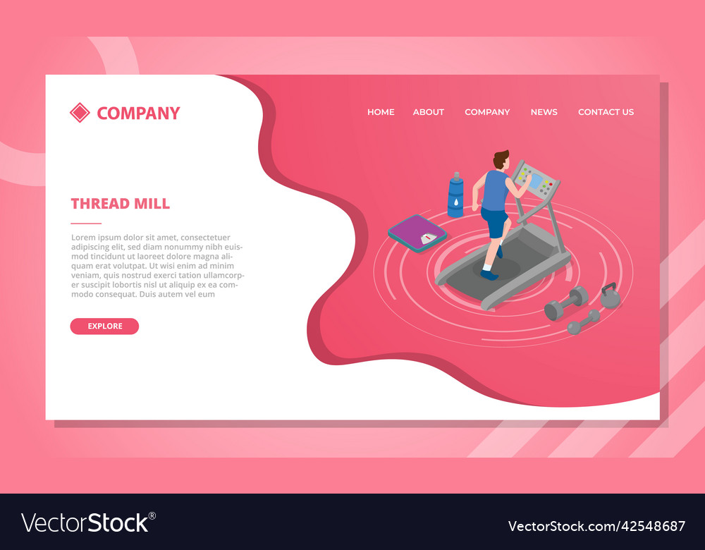 Running treadmill concept for website template vector image Running treadmill concept for website template