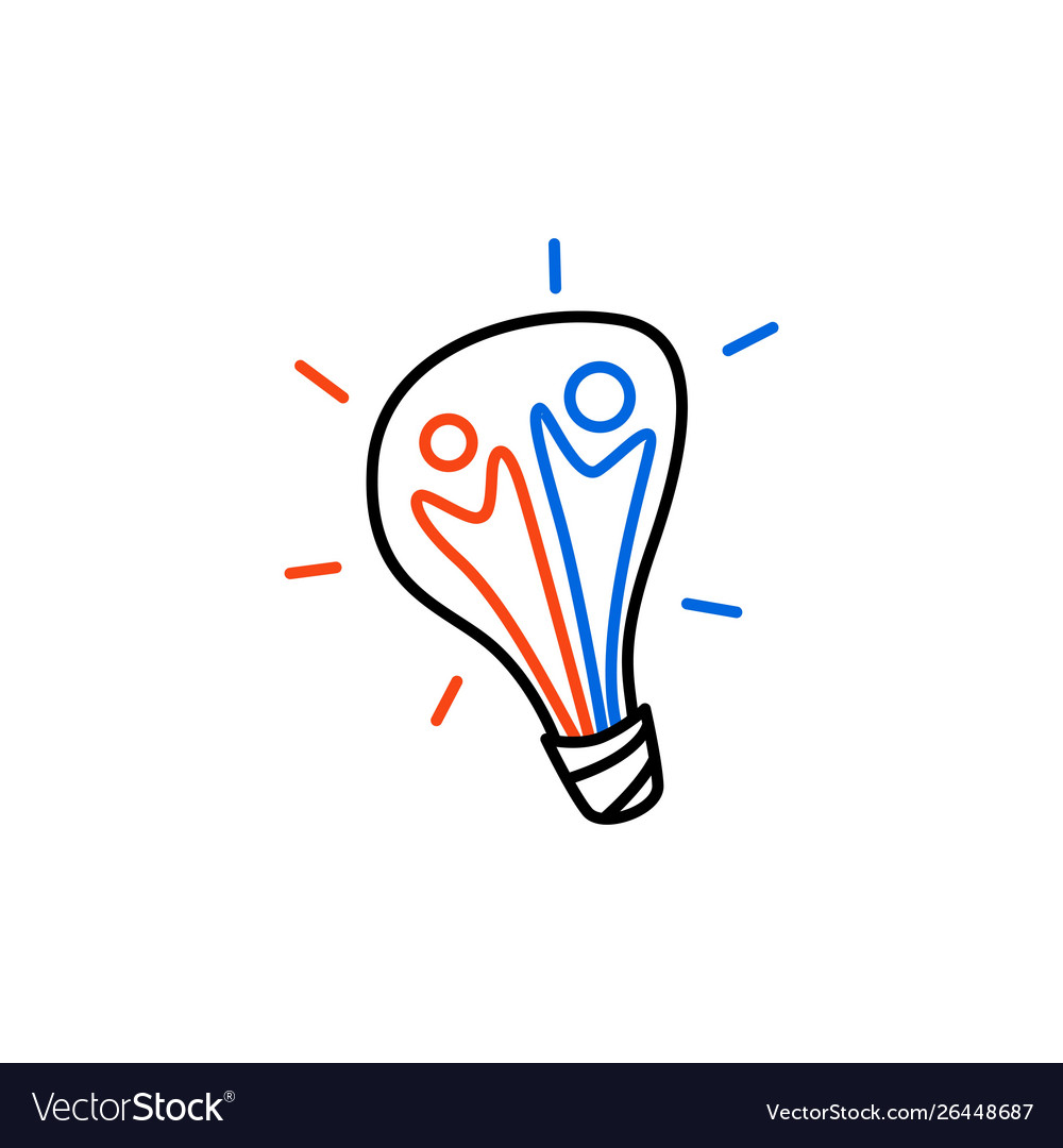 Team people bulb lamp idea think creative logo