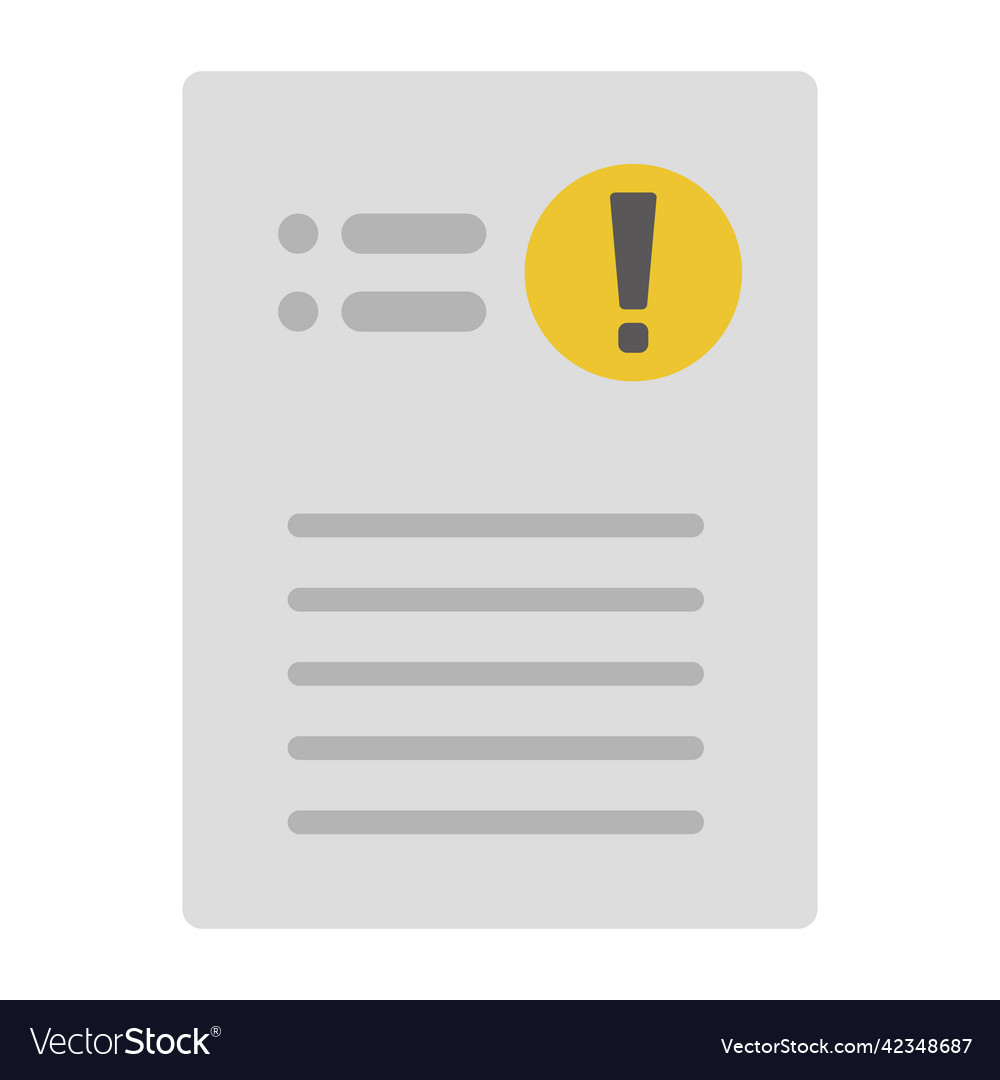 Warning document file icon with exclamation mark