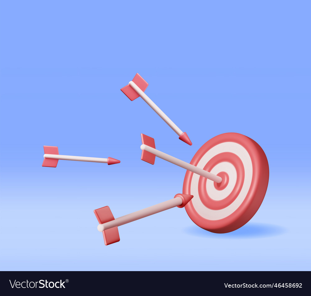 3d target with arrow in center icon vector image 3d target with arrow in center icon