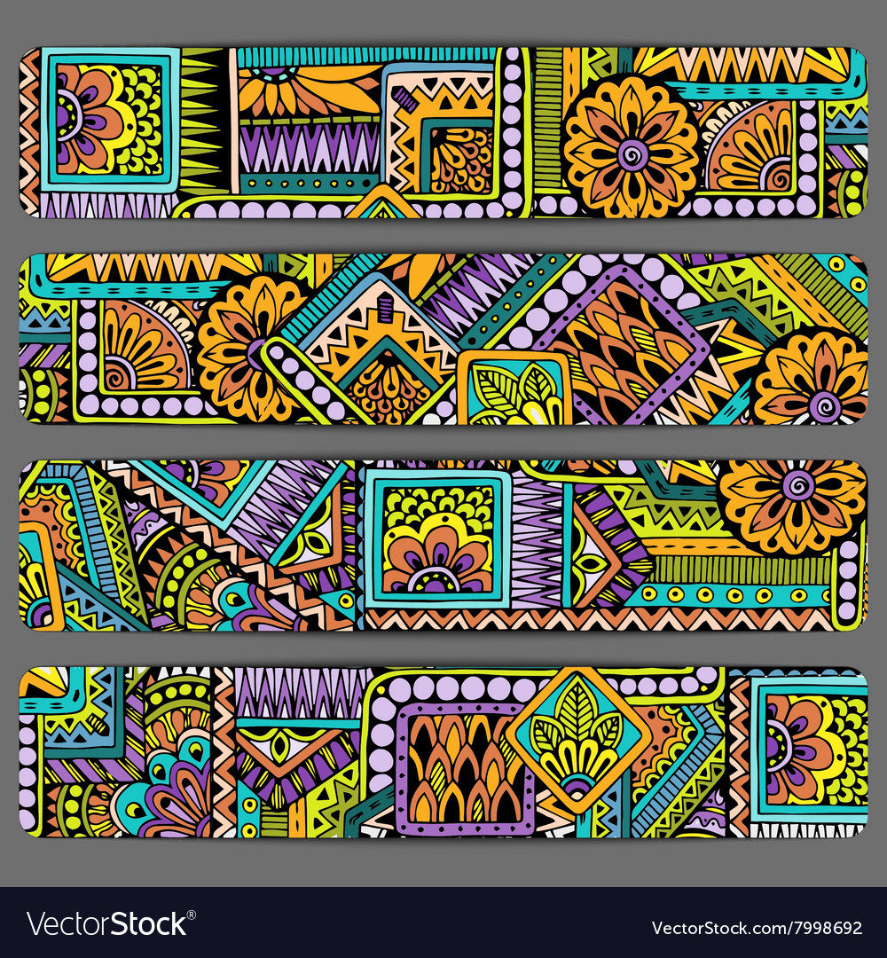 Abstract ethnic pattern card set template