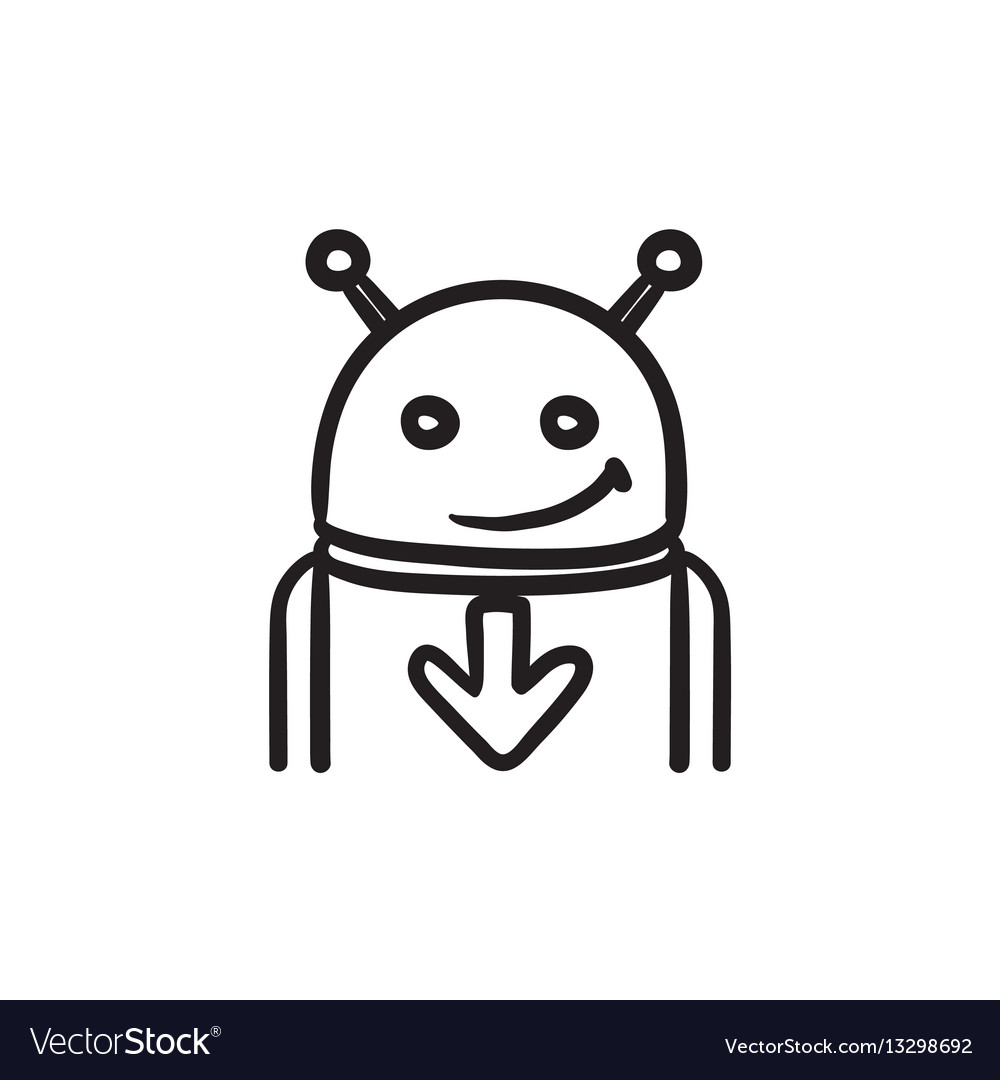 Android with arrow down sketch icon