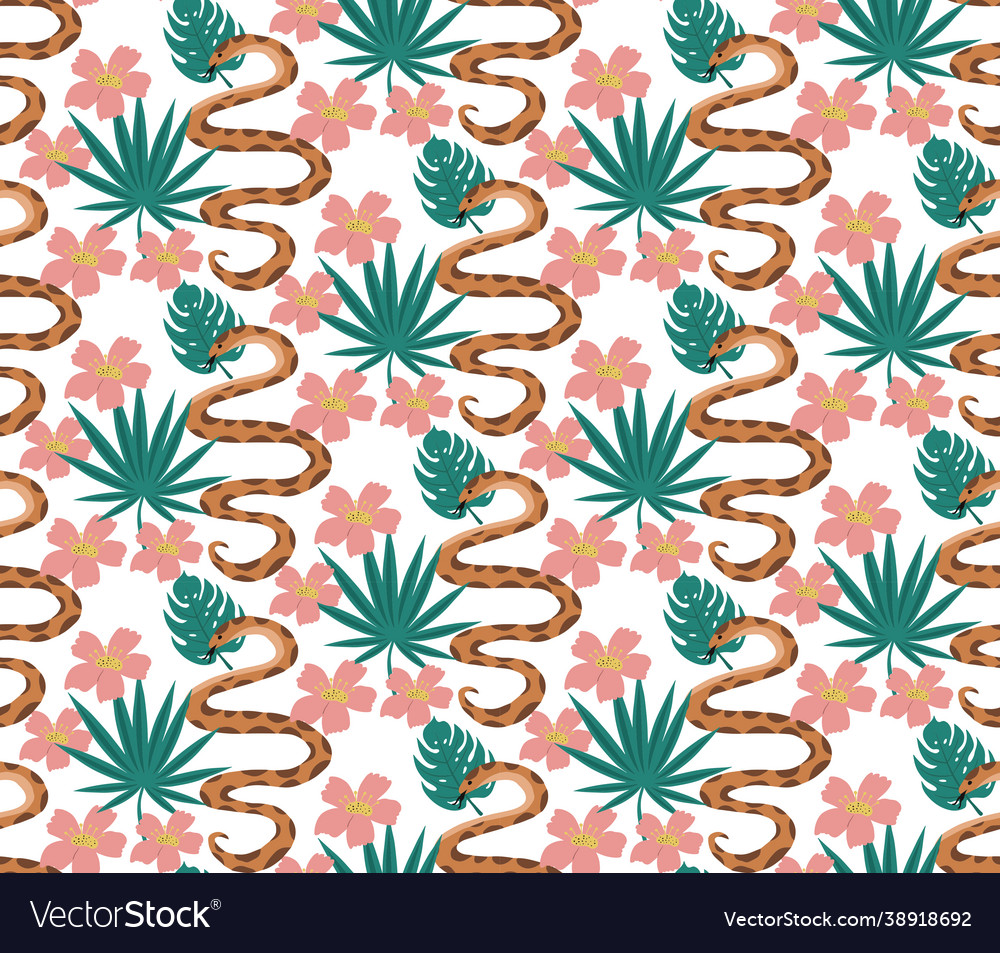 Beautiful seamless pattern with python vector image Beautiful seamless pattern with python