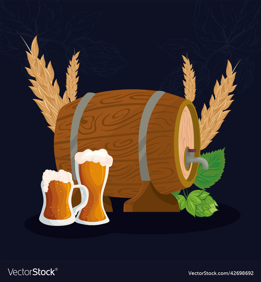 Beer barriel card Royalty Free Vector Image - VectorStock