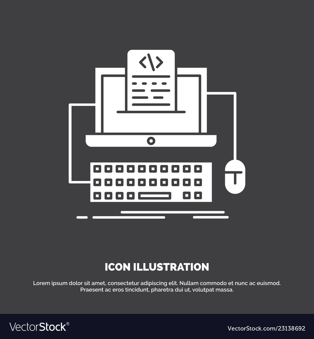 Code coding computer monoblock screen icon glyph vector image Code coding computer monoblock screen icon glyph