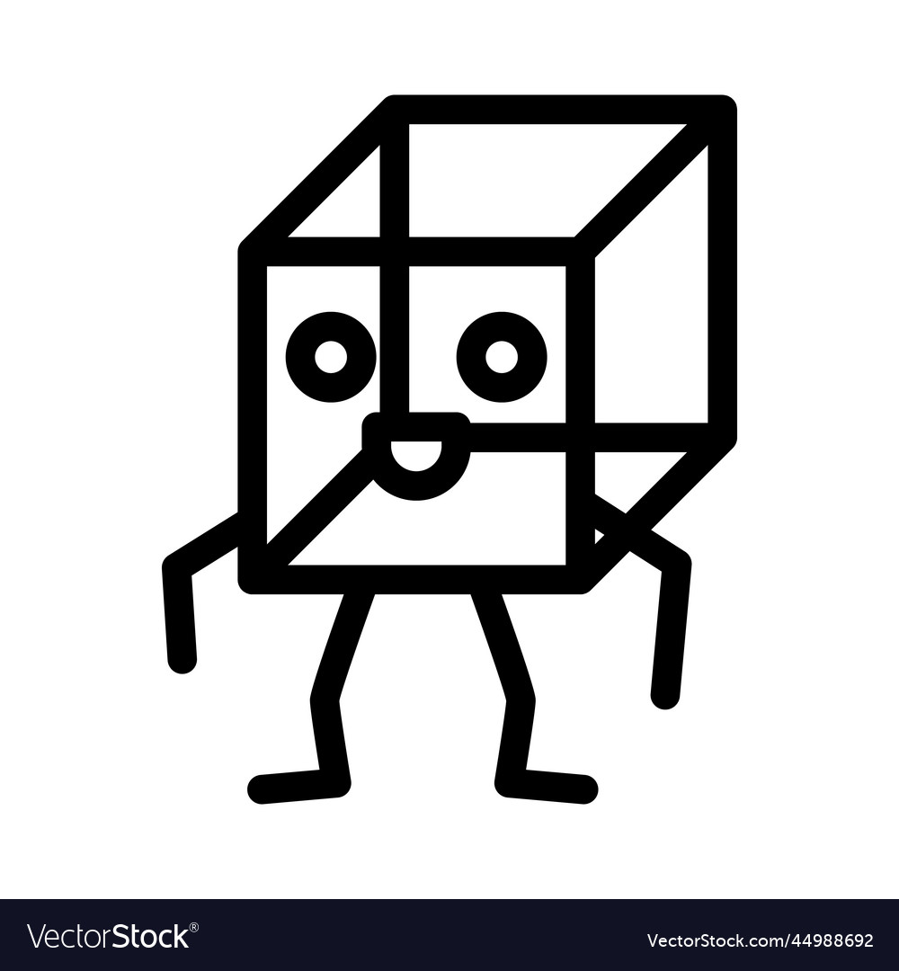 Cube geometric shape character line icon Vector Image Cube geometric shape character line icon