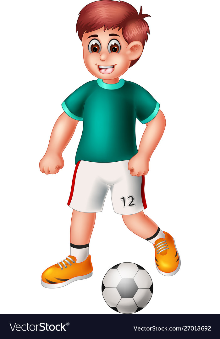 Funny Boy In Green Shirt Playing Foot Ball Cartoon Funny Boy In Green Shirt Playing Foot Ball Cartoon