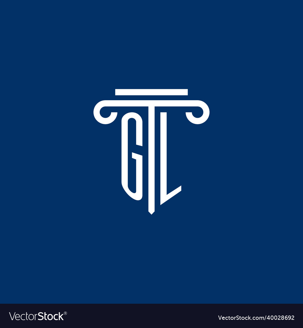 Gl initial logo monogram with simple pillar icon vector image Gl initial logo monogram with simple pillar icon