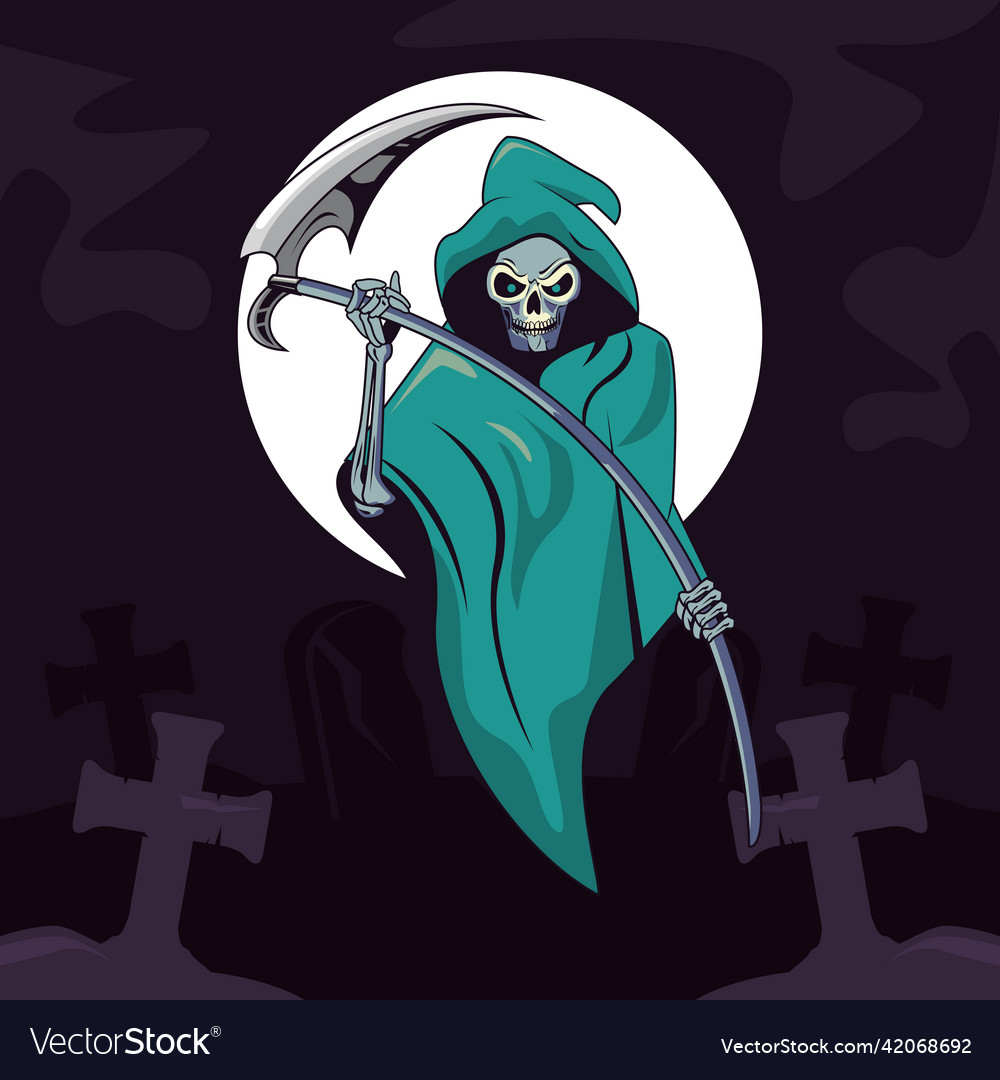 Grim reaper in cemetery Royalty Free Vector Image