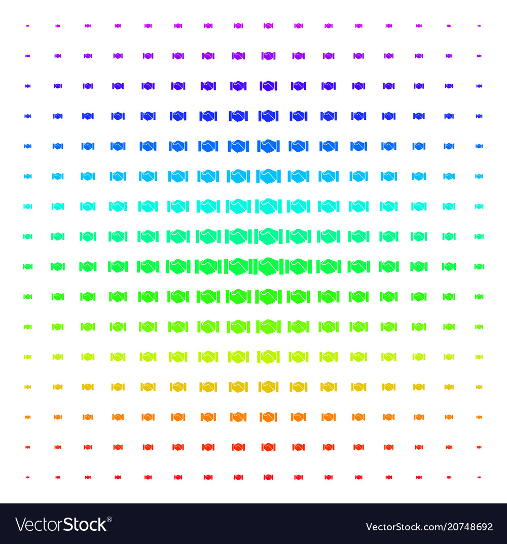 Handshake icon halftone spectrum pattern