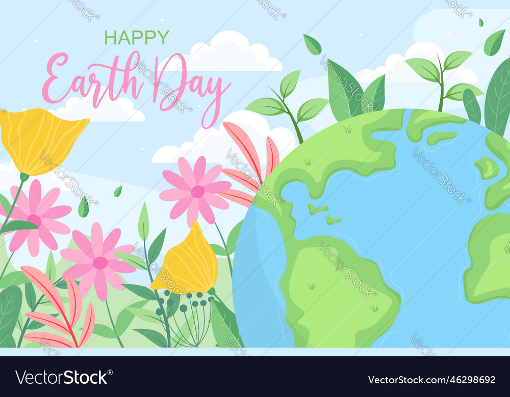 Happy earth day poster or banner with of natural