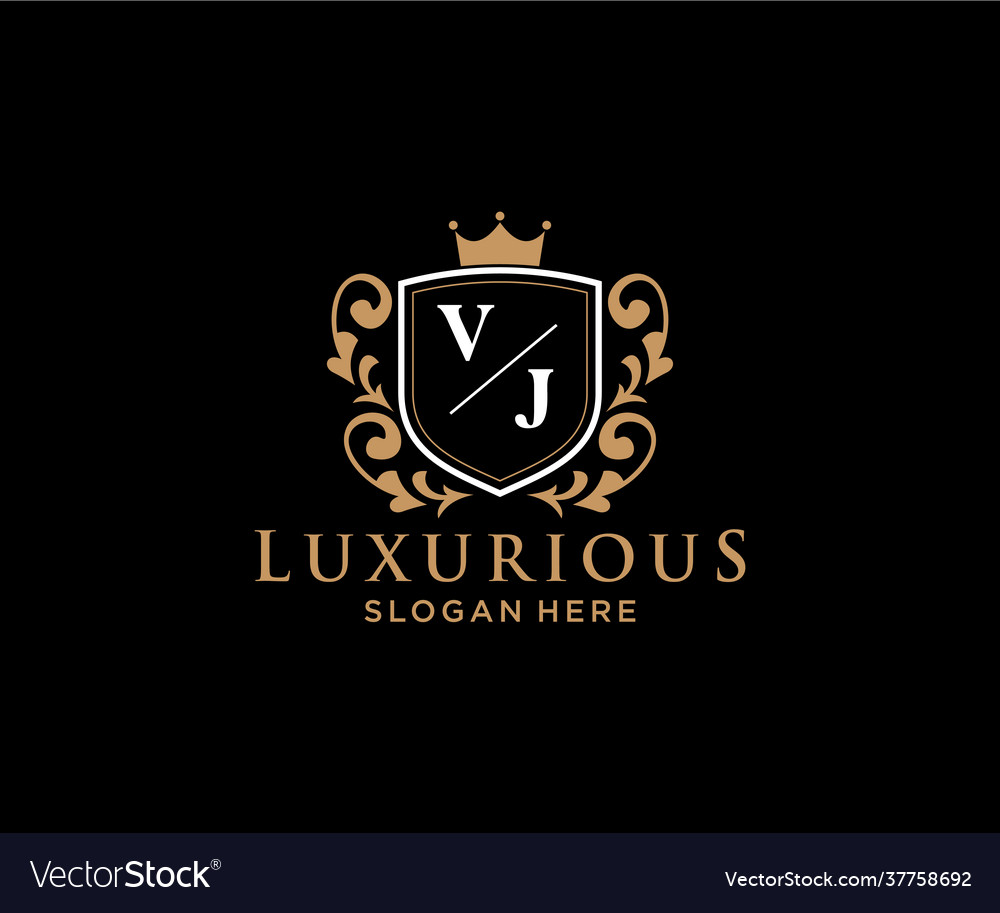 Initial vj letter royal luxury logo template Vector Image