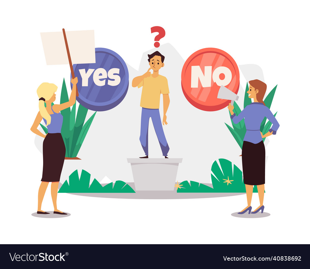 Man choosing which button to push - yes