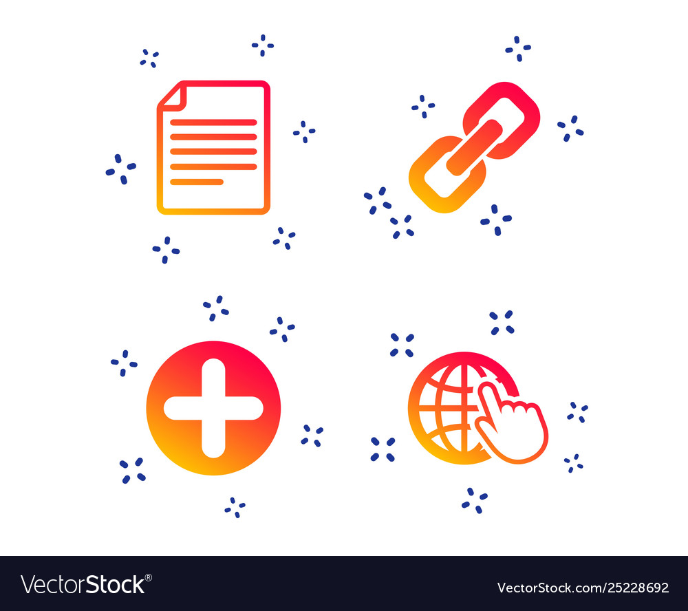 Plus circle and hyperlink signs file globe