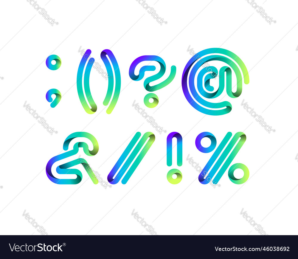 Ribbon font alphabet 3d punctuation marks Vector Image