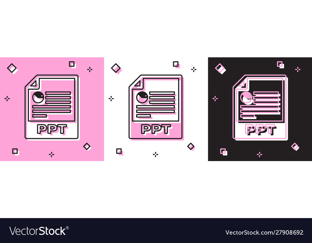 Set ppt file document download button icon vector image Set ppt file document download button icon