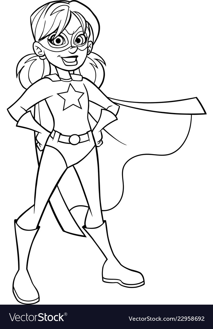 Super girl line art Royalty Free Vector Image - VectorStock