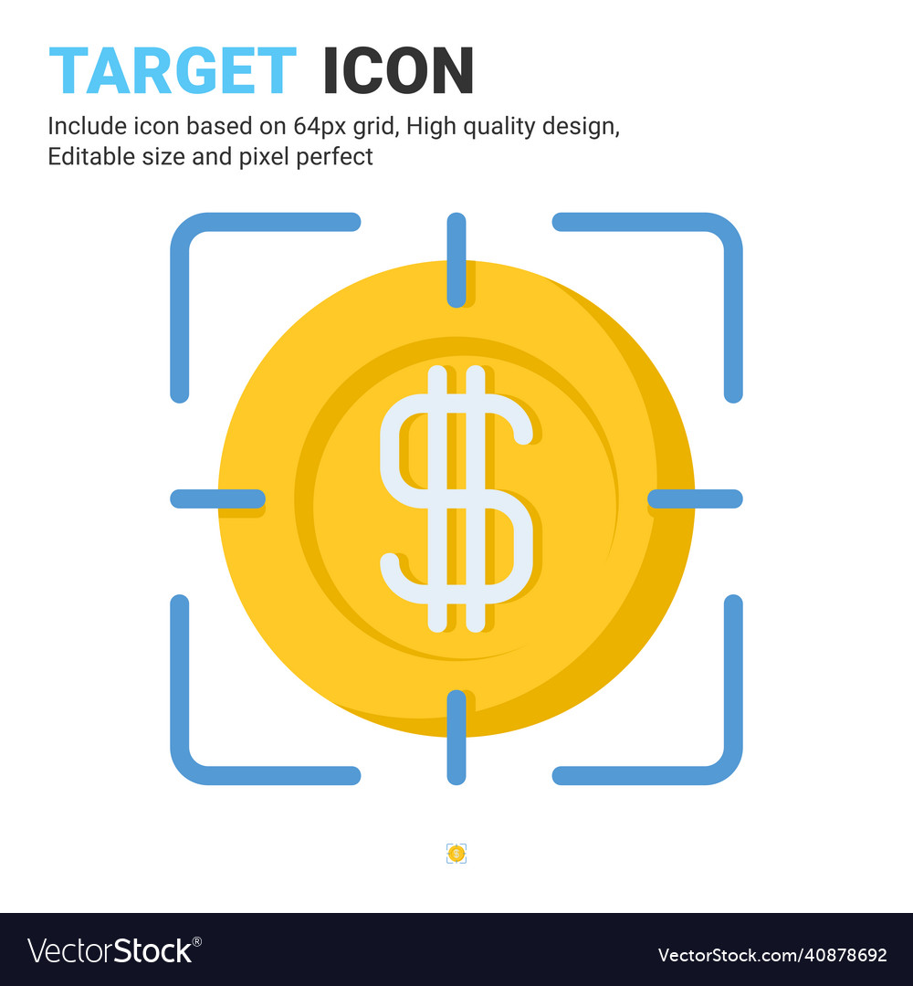 Target icon with flat color style isolated vector image Target icon with flat color style isolated