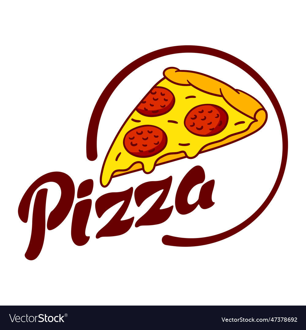 Tasty italian pizza slice emblem delicious fast Vector Image