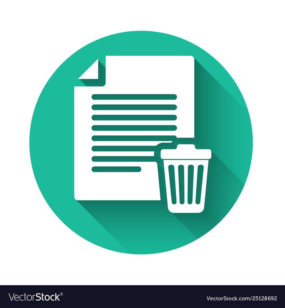 White delete file document icon isolated with long Vector Image White delete file document icon isolated with long