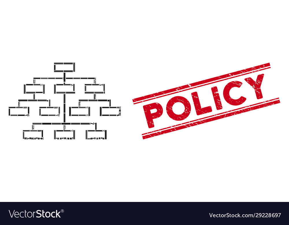 Algorithm tree mosaic and distress policy stamp vector image Algorithm tree mosaic and distress policy stamp