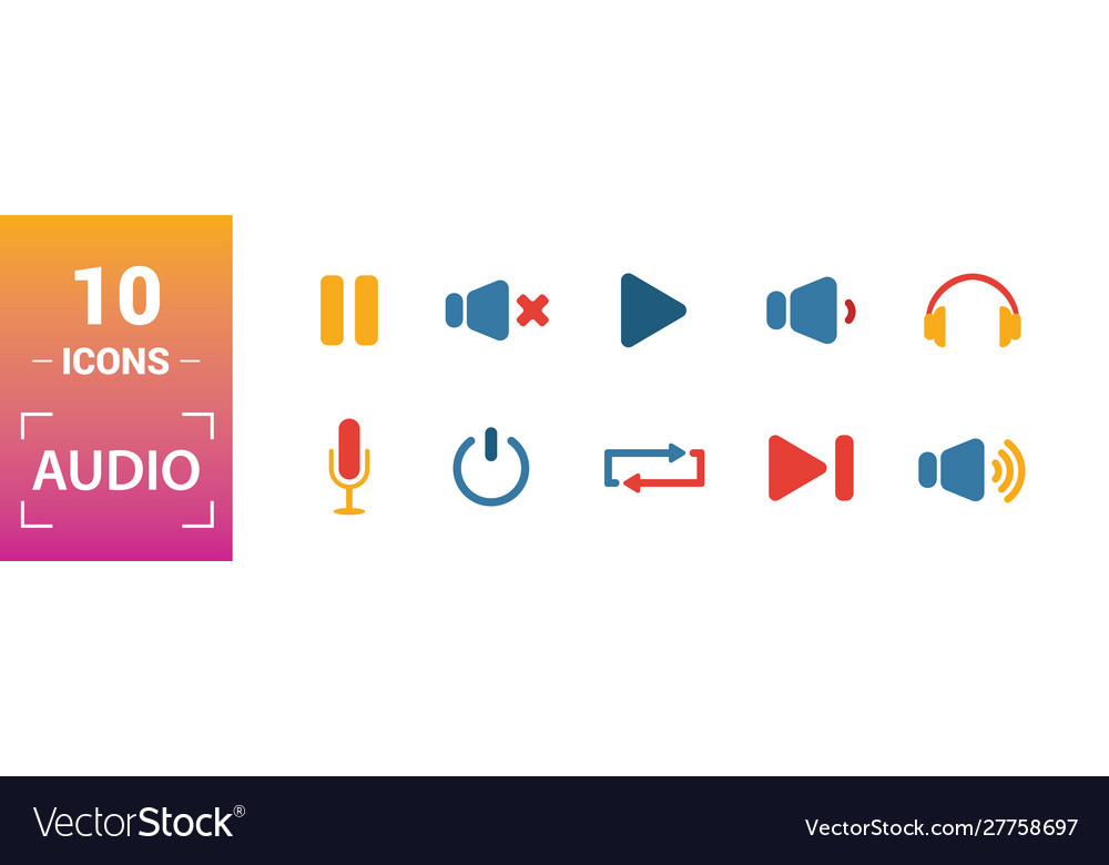 Audio buttons icon set include creative elements Vector Image Audio buttons icon set include creative elements
