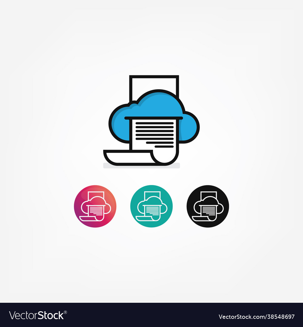 Cloud computing icon with paper on print