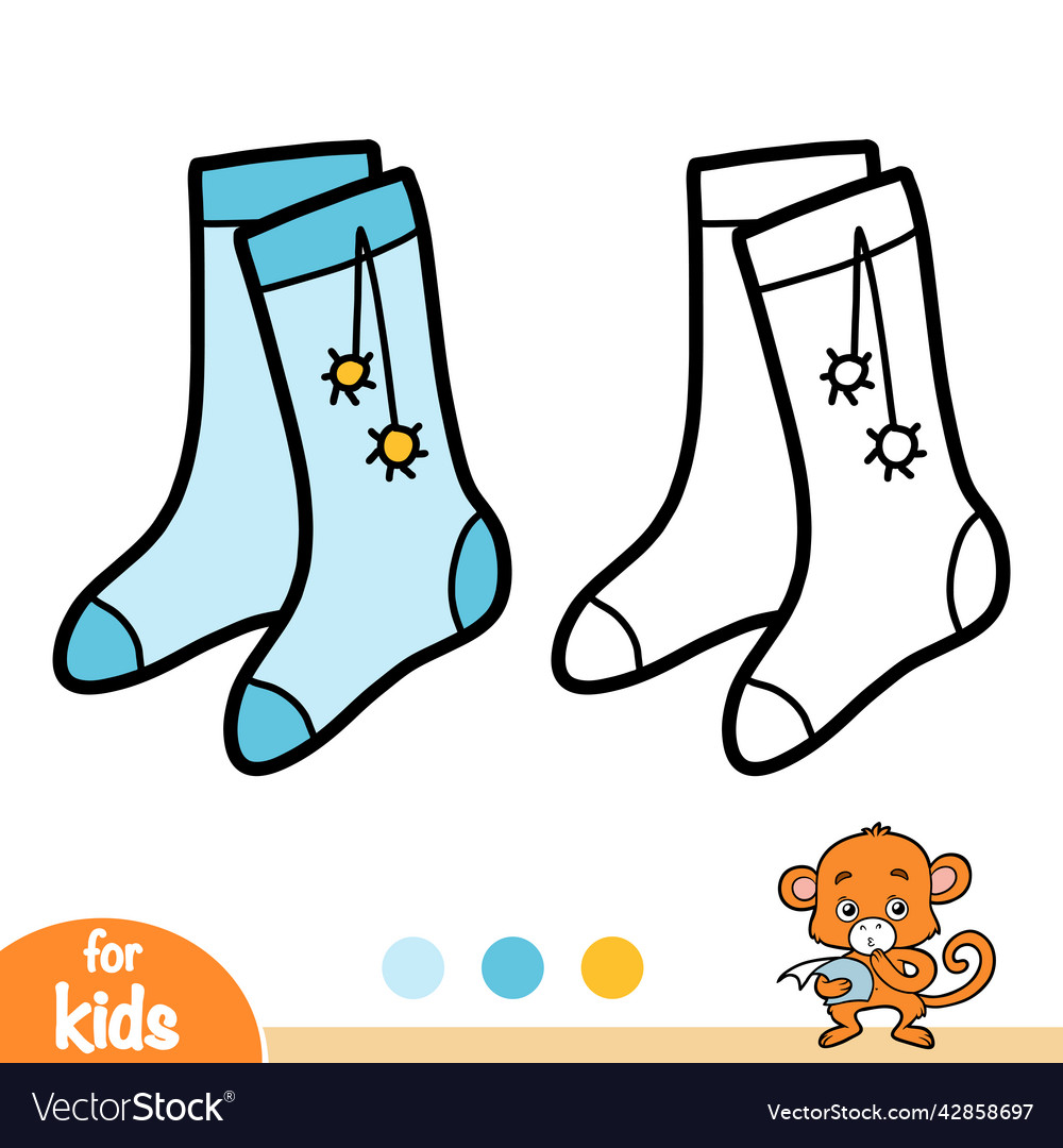 Coloring book socks with pom poms Royalty Free Vector Image