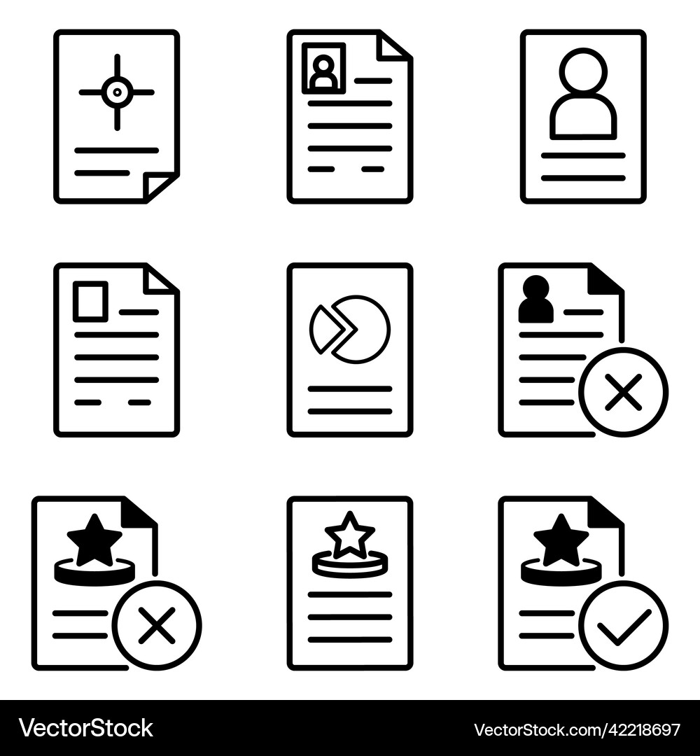 Docs1-2 flat icon set isolated on white background
