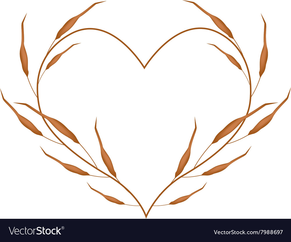 Dry leaves in a heart shape frame