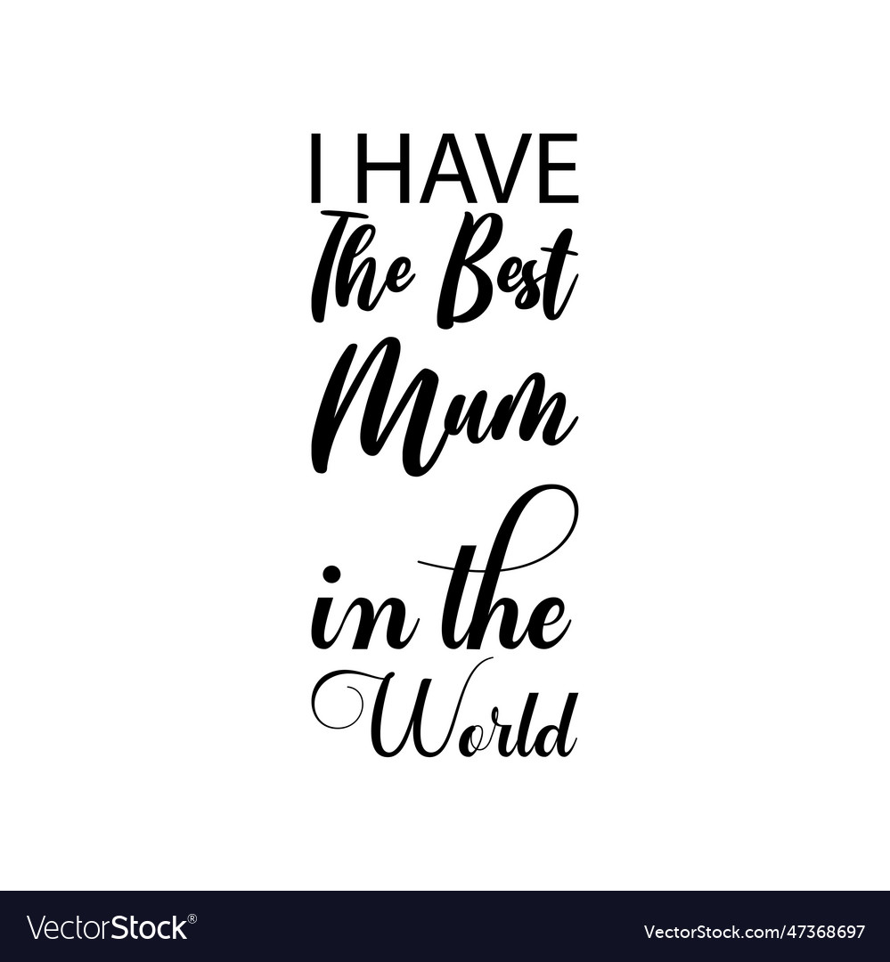 i-have-the-best-mum-in-the-world-black-letter-vector-image