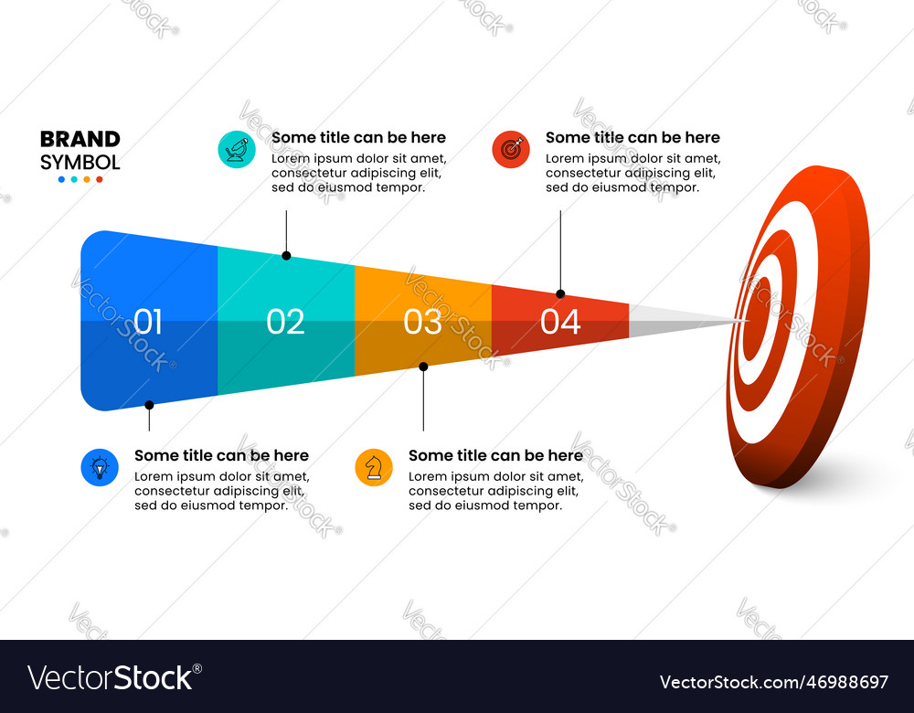 Infographic template dartboard with 4 steps vector image Infographic template dartboard with 4 steps