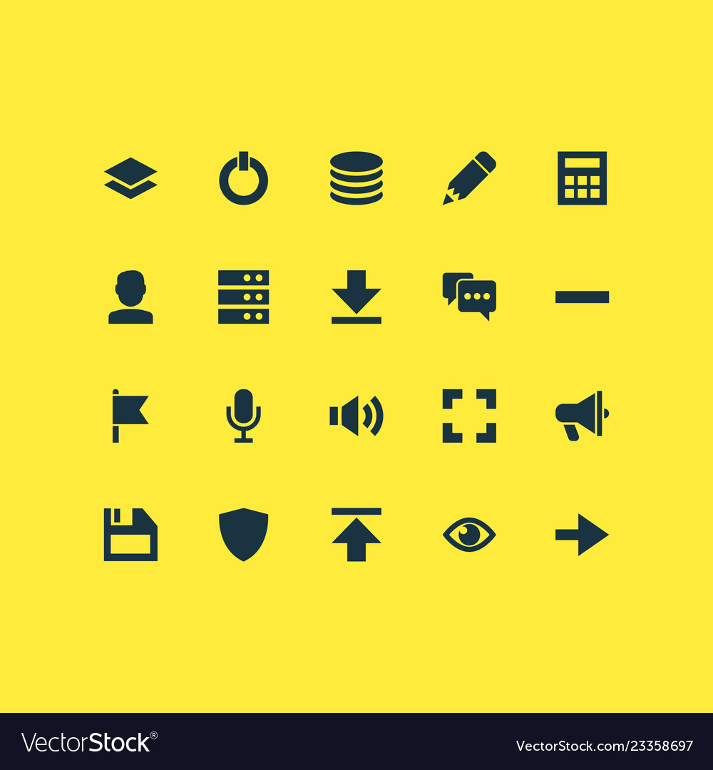 Interface icons set with down arrow comment Vector Image