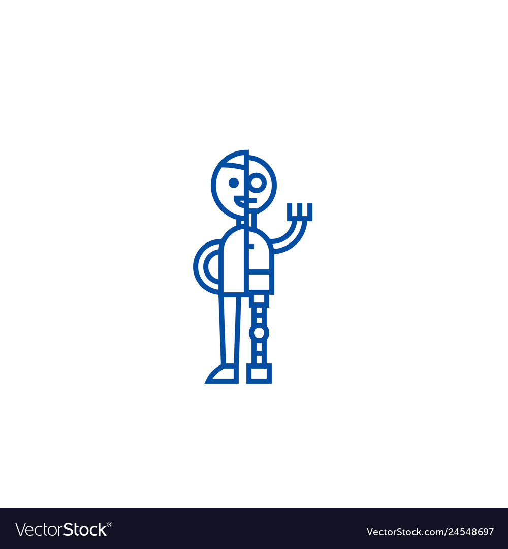 Man android robot line icon concept Vector Image Man android robot line icon concept